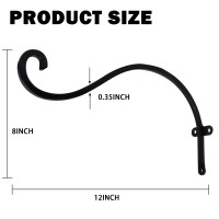 Hourleey 4 Pack Plant Hanger Outdoor 12 Inch Heavyduty Hanging Plant Hook For Outside Basket Black Metal Wall Mount Plant Bra