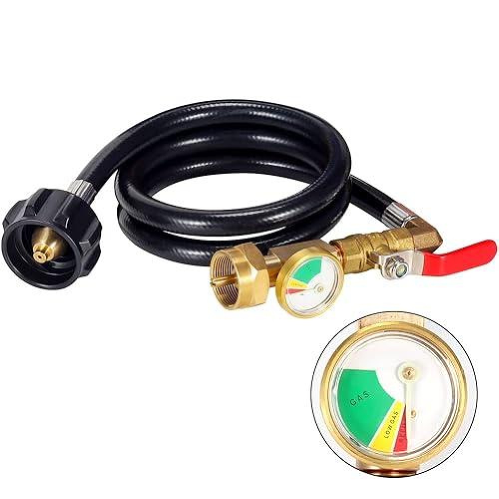 Feirenql New Updated With Pressure Gauge 36 Propane Refill Adapter Hose 350Psi High Pressure Camping Grillqcctype1 Inlet 1L