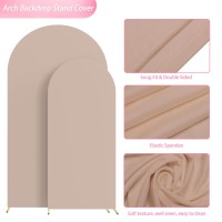 Wokceer Wedding Arch Cover 72Ft 6Ft Spandex Fitted Wedding Arch Stand Covers 2 Set Round Top Chiara Arch Backdrop Stands Cover