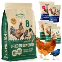 Hatortempt Bulk Dried Mealworms 8 Lbs Premium Organic Nongmo Dried Mealworms For Chickens High Protein Chicken Feed Meal Wo