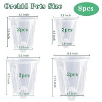 Pavtner Orchid Pots 8 Pack - 2 Each Of 3.9  4.7  5.5 And 6.3 Inch  Clear Orchid Pots With Holes For Repotting  Orchids Planter