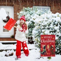 Christmas Dogs Garden Flag 12X18 Vertical Double Sided Merry Christmas Winter Yard Flags Burlap Door Flag Double-Sided Xmas Flags For Outside Lawn Decoration