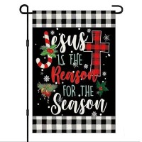 Christmas Garden Flag 12X18 Vertical Double Sided Christmas Jesus Is The Reason For The Season Farmhouse Holiday Outside Burlap Yard Flag Decorations