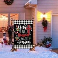 Christmas Garden Flag 12X18 Vertical Double Sided Christmas Jesus Is The Reason For The Season Farmhouse Holiday Outside Burlap Yard Flag Decorations