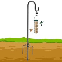 Shepherds Hook For Outdoor Bird Feeder Pole 62 Adjustable Plant Hanger Pole With 5 Prongs Base 58 Sturdy Shepherds Hook F