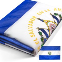 Anley Everstrong Series El Salvador Flag 3X5 Foot Heavy Duty Nylon Embroidered And Sewn Stripes 4 Rows Of Lock Stitching S