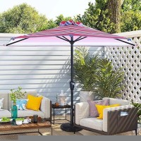 Abccanopy Patio Half Umbrellas 10Ft Dark Blue Red Stripes