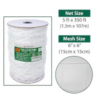 Alpinereach Trellis Netting 5 X 350 Ft Heavy Duty Polyester White 6 Inch Mesh Support Twine For Growing High Yield Tomatoes P