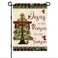 Christmas Flags 12X18 Double Sided For Outdoors  Christmas Jesus Is The Reason For The Season Burlap Farmhouse House Outdoor Decor Xmas Seasonal Holiday Decoration