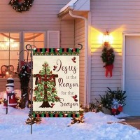 Christmas Flags 12X18 Double Sided For Outdoors  Christmas Jesus Is The Reason For The Season Burlap Farmhouse House Outdoor Decor Xmas Seasonal Holiday Decoration