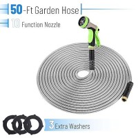 Unco- Garden Hose 50 Feet  Stainless Steel Hose With 10 Functions Spray Nozzle  Silver Metal Hose 50 Ft  Metal Garden Hose 50 Ft  Stainless Steel Garden Hose 50 Ft  No Kink Garden Hose