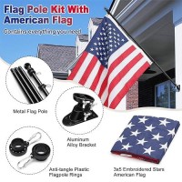 Coconut Flag Pole  5 Ft Tangle Free Flag Pole Kit With 3X5 Embroidered Usa Flag  American Flag With Pole & Heavy Duty Flagpole Holder For Outside House