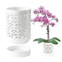 Pavtner Orchid Pots With Holes 4 Inch Ceramic Orchid Pot For Repotting  Flower Planter Pot Indoor Outdoor  Breathable Slotted Orchids Planter White