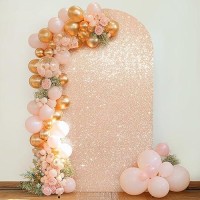 Rose Gold Arch Cover 66 Ft Sequin Fabric Arch Backdrop Cover Round Top Chiara Backdrop Stand Covers For Birthday Party Ceremo