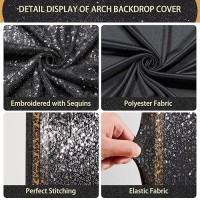 Wedding Arch Cover 72 Ft Black Sequin Fabric Arch Backdrop Cover Round Top Chiara Backdrop Stand Covers For Birthday Party Ce