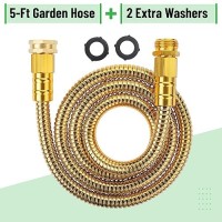 Unco- Garden Hose  5 Feet  Stainless Steel Hose  Gold Metal Hose  Metal Garden Hose  Stainless Steel Garden Hose  Outdoor Hose  No Kink Garden Hose  Short Garden Hose  Garden Hose Metal