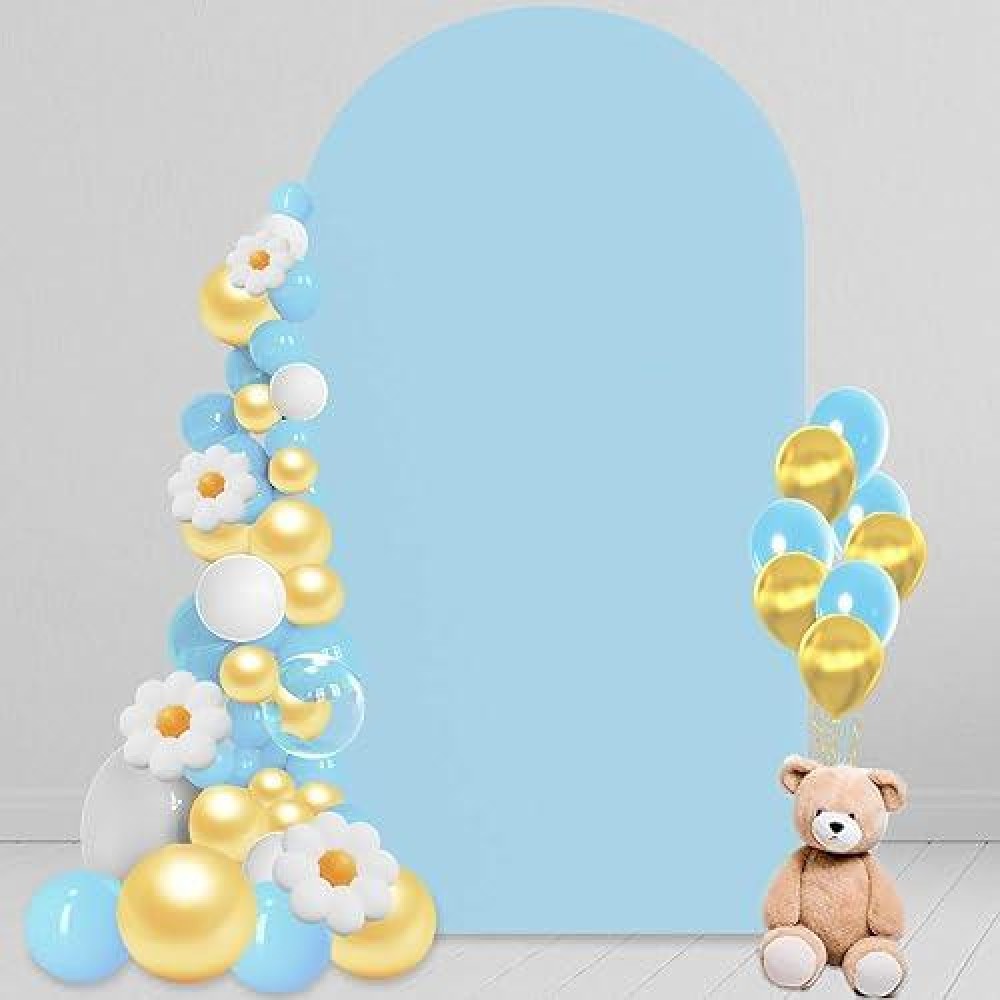 6.6 Ft Arch Backdrop Cover  Wedding Arch Covers Stretchy Backdrop  Light Blue Spandex Arch Cover Birthday Chiara Arch Backdrop Stand Cover For Baby Shower Party Ceremony Decorations