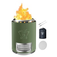 Yefu Tabletop Fire Pit 9.7 X 7.1 In  Flame Intensity Control Camping Stove For Outdoor & Patio  Fueled By Pellets Or Wood  Safe Burning Table Top Firepit  With Travel Bag & 2 Mini Sticks  Green