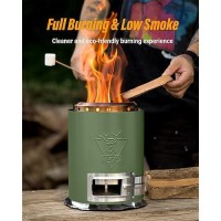 Yefu Tabletop Fire Pit 9.7 X 7.1 In  Flame Intensity Control Camping Stove For Outdoor & Patio  Fueled By Pellets Or Wood  Safe Burning Table Top Firepit  With Travel Bag & 2 Mini Sticks  Green