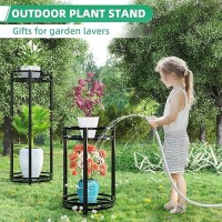 Simple Trending Round Plant Stand Indoor Outdoor Waterproof Metal Tall 31 Plant Shelf Holder Heavy Duty Flower Pot Display