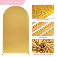 Aseem 72Ft Wedding Arch Cover Gold Fitted Spandex Cover 2Sided Round Top Chiara Backdrop Stand Covers For Party Ceremony Birt