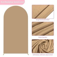 Aseem 66Ft Wedding Arch Cover Khaki Fitted Spandex Cover 2Sided Round Top Chiara Backdrop Stand Covers For Party Ceremony Bir