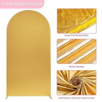 Aseem 66Ft Wedding Arch Cover Gold Fitted Spandex Cover 2Sided Round Top Chiara Backdrop Stand Covers For Party Ceremony Birt