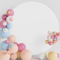 Putros 5Ft Round Backdrop Cover White Circle Arch Cover With Buckles Polyester Fitted Round Balloon Arch Cover For Wedding Birth