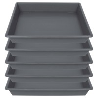 Nimyau Square Plant Saucer 14 Inch 5 Pack Plant Stand Plant Trays For Pots Heavy Duty Gray Plastic Plant Saucers For Indoors Out