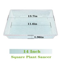 Nimyau Square Plant Saucer 14 Inch 5 Pack Plant Stand Plant Trays For Pots Heavy Duty Gray Plastic Plant Saucers For Indoors Out