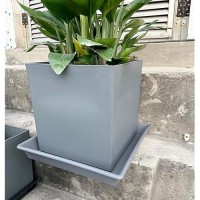 Nimyau Square Plant Saucer 12 Inch 5 Pack Plant Stand Plant Trays For Pots Heavy Duty Gray Plastic Plant Saucers For Indoors Ou