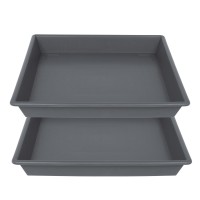 Nimyau Square Plant Saucer 16 Inch 2 Pack Plant Stand Plant Trays For Pots Heavy Duty Gray Plastic Plant Saucers For Indoors Ou