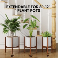 Mudeela 2 Pack Adjustable Plant Stand Indoor Bamboo Plant Stand 8 To 12 Inches Single Floor Plant Stand For Indoor Plants Bam