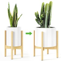 Mudeela 2 Pack Adjustable Plant Stand Indoor Bamboo Plant Stand 8 To 12 Inches Single Floor Plant Stand For Indoor Plants Nat