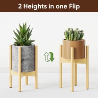 Mudeela 2 Pack Adjustable Plant Stand Indoor Bamboo Plant Stand 8 To 12 Inches Single Floor Plant Stand For Indoor Plants Nat