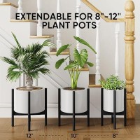 Mudeela 2 Pack Adjustable Plant Stand Indoor Bamboo Plant Stand 8 To 12 Inches Single Floor Plant Stand For Indoor Plants Bam