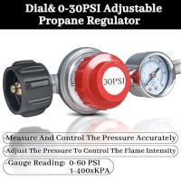 12Ft 030Psi High Pressure Adjustable Propane Regulator With 060Psi Gauge Gas Flow Indicator Stainless Steel Braided Hose And