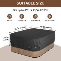 Ibirdie Outdoor Waterproof Rectangular Hot Tub Cover 85 X 73 Inch Fit 84 X 72 Or 83 X 71 Or 82 X 70 Spa 600D Heavy Duty Rectangl