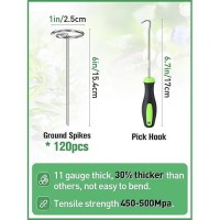 120Pcs Landscape Staples With Pick Hook 11 Gauge Circle Top Heavy Duty Garden Stakes 6In Galvanized Ground Pins For Weed Barr