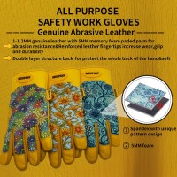 Msupsav Gardening Gloves For Gardening Garden Gloves For Women Cowhide Leather Work Gloves Working Gloves Garden Gifts Blue Small