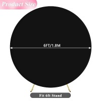 Wokceer 6Ft Round Backdrop Cover Black Round Arch Covers With Buckles Polyster Circle Balloon Arch Cover For Wedding Birthday Party Ceremony Decor