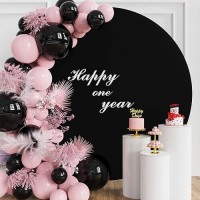 Wokceer 6Ft Round Backdrop Cover Black Round Arch Covers With Buckles Polyster Circle Balloon Arch Cover For Wedding Birthday Party Ceremony Decor