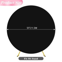 Wokceer 5Ft Round Backdrop Cover Black Round Arch Covers With Buckles Polyster Circle Balloon Arch Cover For Wedding Birthday Party Ceremony Decor