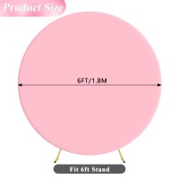 Wokceer 6Ft Round Backdrop Cover Pink Round Arch Covers With Buckles Polyster Circle Balloon Arch Cover For Wedding Birthday Party Ceremony Decor