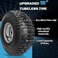 15X6006 Lawn Mower Tire And Wheel 4 Ply Tubeless Front Tire Replacement For Garden Lawn Tractors Riding Mowers