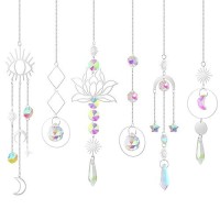 Ilclviz Suncatcher Crystal Hanging Sun Catcher Prism With Chain Pendant Ornament Crystal Balls For Window 6 Pieces