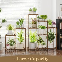 Bamworld 2 Sets Of Package Corner Plant Stands Indoor Tall Plant Shelves Outdoor For Multiple Plants 10 Pots Wooden Plant Rack F