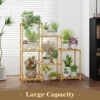 Bamworld Bamboo Plant Stand Indoor Boho Plant Shelf Tiered Plant Rack For Multiple Plants 3 Tiers 7 Pots Ladder Plant Holder Pla