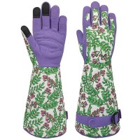 Savjob Gardening Gloves For Women Leather Thorn Proof Garden Gloves With Touchscreen Work Gloves Gifts For Women Purple Small