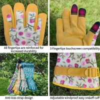 Savjob Gardening Gloves For Women Leather Thorn Proof Garden Gloves With Touchscreen Work Gloves Gifts For Women Yellow Small